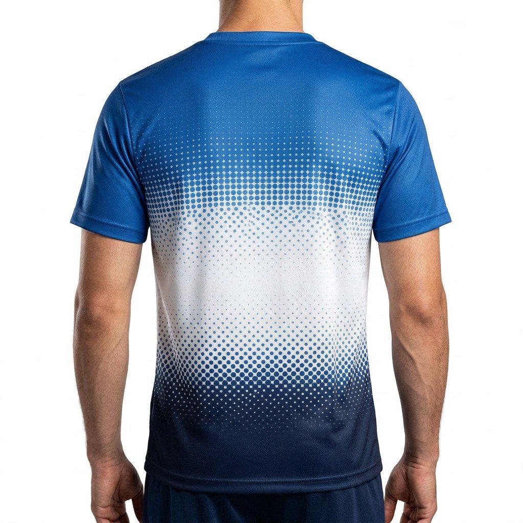 Halftone Desenli Koşu Forması giyen model, arkadan görünüm